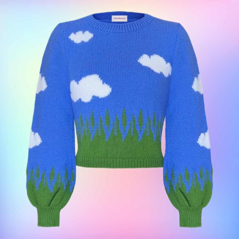 lirika matoshi • clouds knit sweater blue green landscape l